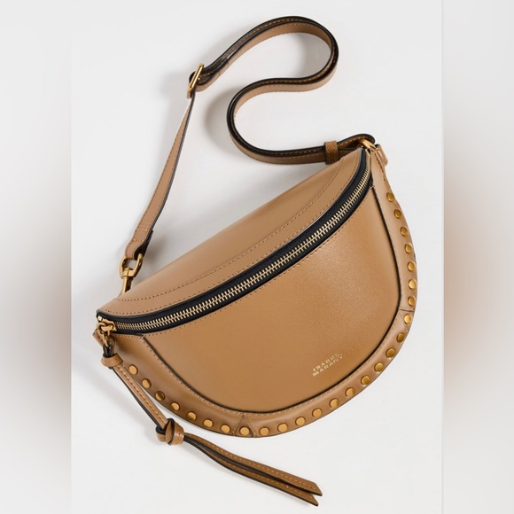 NEW $775 Isabel Marant Skano Leather Studded Crossbody Bag / Belt Bag in Khaki!
